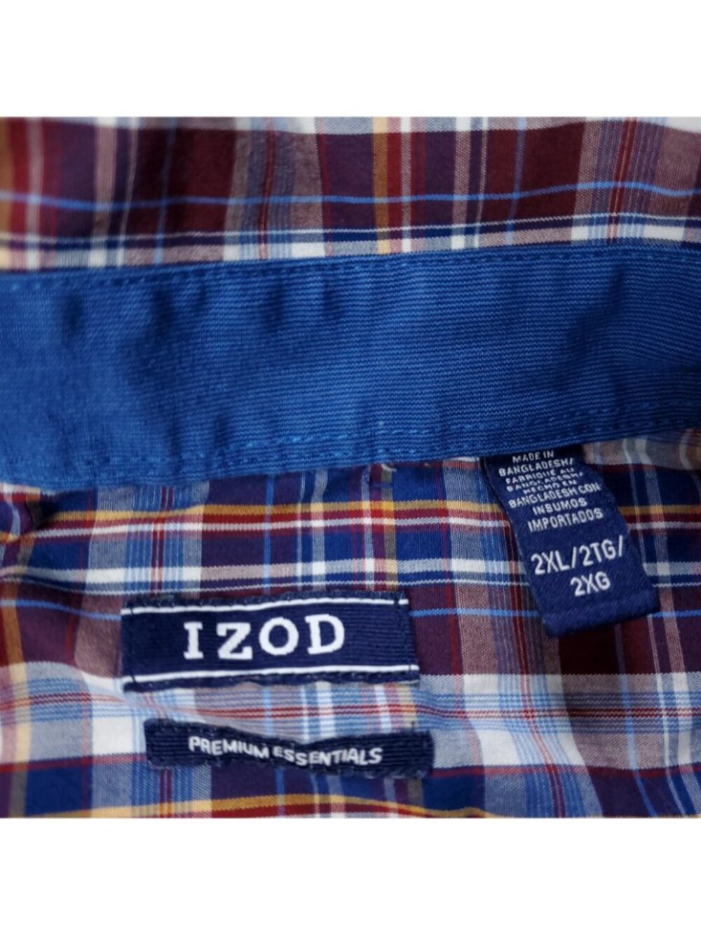 IZOD Button Shirt Mens Size XXL 2XL Red Plaid Long Sleeve Casual Checkered - Picture 3 of 7